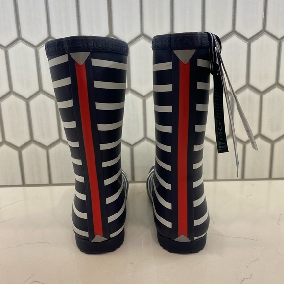 Joules Junior Roll Up Wellies - Navy Stripe Sz 13C - Rubber Rainboots Girls 13 - Picture 3 of 9
